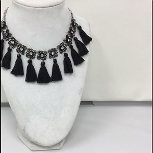 SOLD   Rhinestone FLORAL TASSEL Choker Necklace